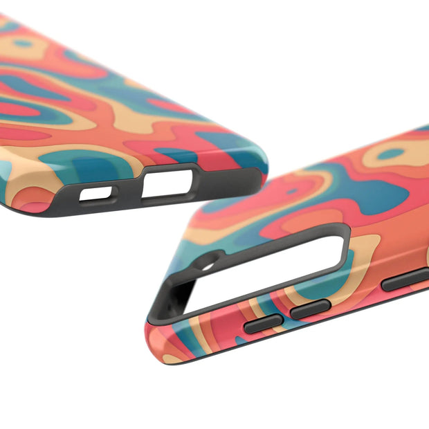 Retro Coral Abstract Mid-Century Tough Phone Case LavenderCeleste