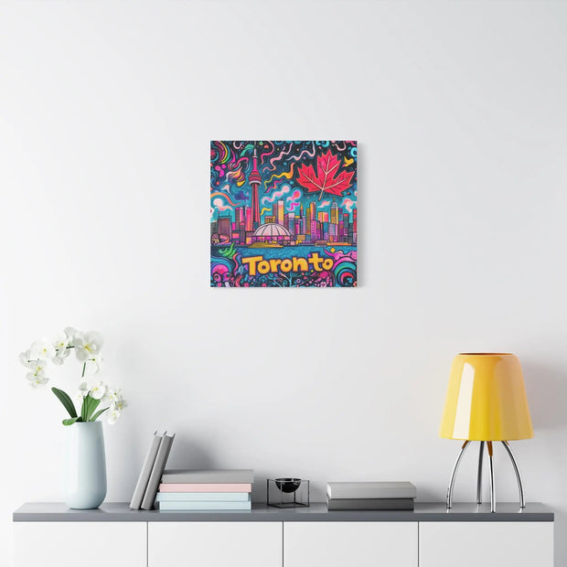 Toronto Pop Art Skyline Matte Canvas Wall Art LavenderCeleste