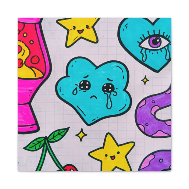 Kawaii Lava Lamp Sad Cloud Snake Matte Canvas Print LavenderCeleste