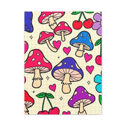 Kawaii Mushroom Cherry Flower Matte Canvas Print LavenderCeleste