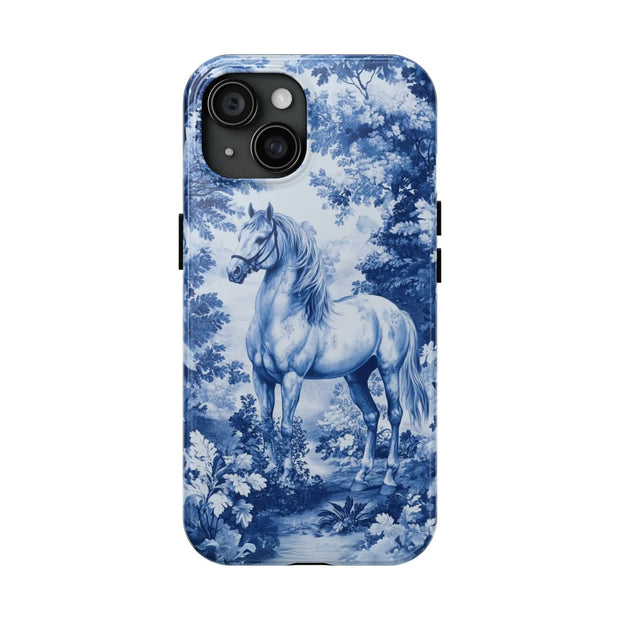 Blue Toile Horse Country Scenic Tough Phone Case LavenderCeleste