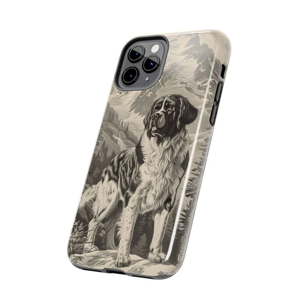 Saint Bernard Toile de Jouy Vintage Tough Phone Case LavenderCeleste