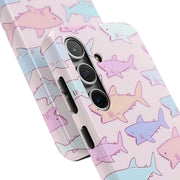 Pastel Shark Pattern Tough Phone Case LavenderCeleste