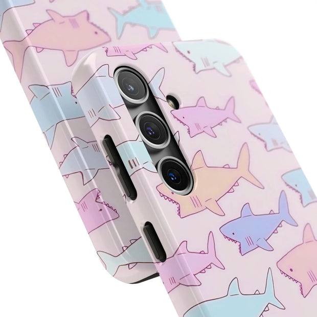 Pastel Shark Pattern Tough Phone Case LavenderCeleste