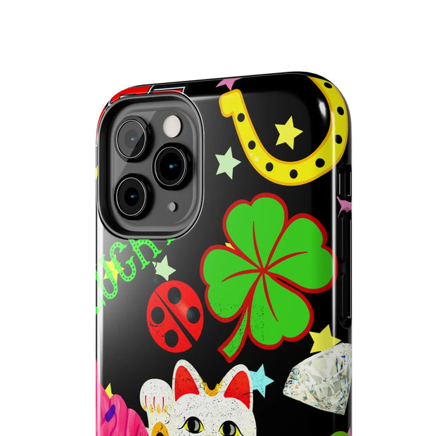 Lucky Symbols Tough Phone Case – 777 Dice Rainbow Maneki Neko Design - LavenderCeleste