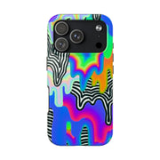 Trippy Technicolor Drip Retro Tough Phone Case LavenderCeleste