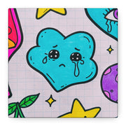 Kawaii Lava Lamp Sad Cloud Snake Matte Canvas Print LavenderCeleste