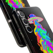 Psychedelic Neon UFO Abduction Tough Phone Case LavenderCeleste