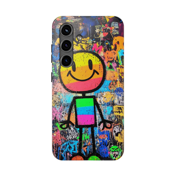 Rainbow Graffiti Smiley Tough Phone Case LavenderCeleste
