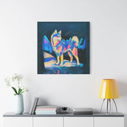 Vibrant Husky Abstract Pop Art Matte Canvas Print LavenderCeleste