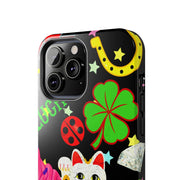 Lucky Symbols Tough Phone Case – 777 Dice Rainbow Maneki Neko Design - LavenderCeleste