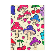 Kawaii Mushroom Cherry Flower Matte Canvas Print LavenderCeleste