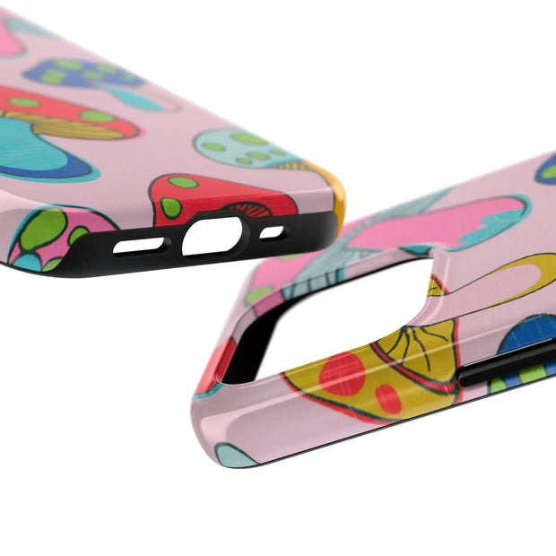 Retro Groovy Mushroom Tough Phone Case LavenderCeleste