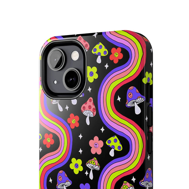 Groovy Mushroom Rainbow Tough Phone Case LavenderCeleste