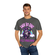 Talk to the Jellybeans Rainbow Cat Comfort Colors Tee LavenderCeleste