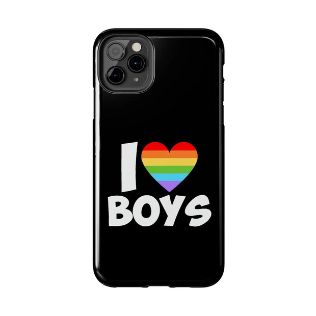 I Love Boys Pride Tough Phone Case – LGBTQ+ Rainbow Heart Design