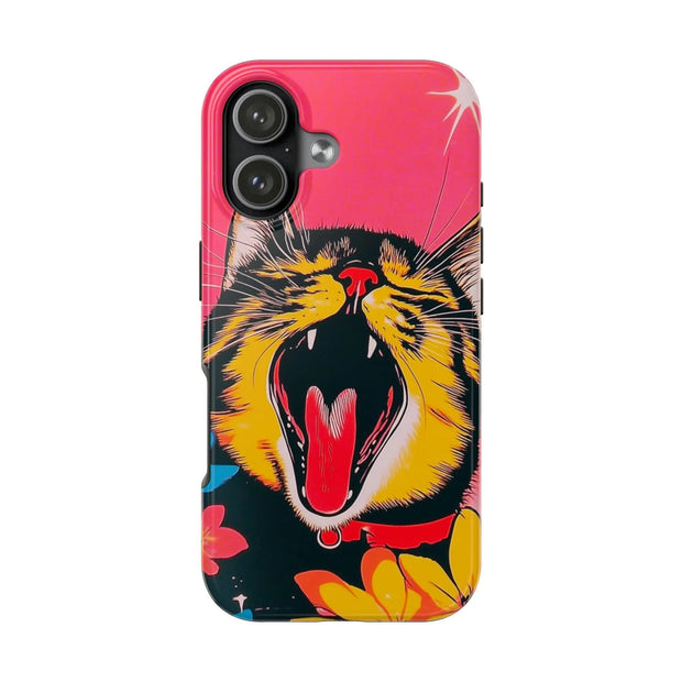 Yawning Cat Pop Art Bright Retro Aesthetic Tough Phone Case LavenderCeleste