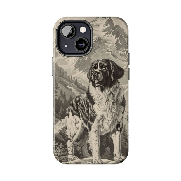 Saint Bernard Toile de Jouy Vintage Tough Phone Case LavenderCeleste