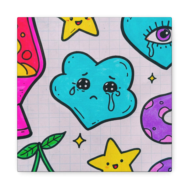 Kawaii Lava Lamp Sad Cloud Snake Matte Canvas Print LavenderCeleste