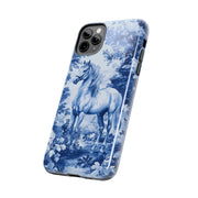 Blue Toile Horse Country Scenic Tough Phone Case LavenderCeleste