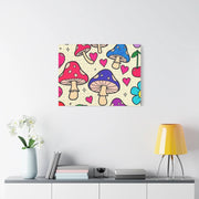 Kawaii Mushroom Cherry Flower Matte Canvas Print LavenderCeleste