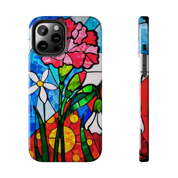 January Carnation Stained Glass Birth Flower Tough Phone Case