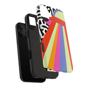 Retro Mod UFO Rainbow Beam Tough Phone Case LavenderCeleste