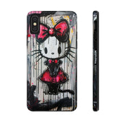 Goth Bow Cat Graffiti Pop Art Tough Phone Case LavenderCeleste