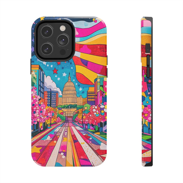 Washington DC Psychedelic Capitol Rainbow Tough Phone Case LavenderCeleste