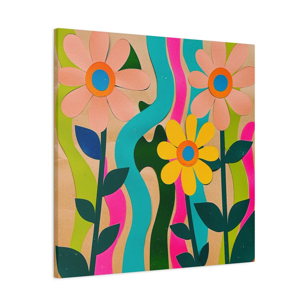 Groovy Paper Cut Flower Matte Canvas Art LavenderCeleste