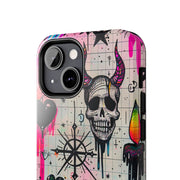 Skull Occult Neon Drip Pastel Goth Tough Phone Case LavenderCeleste