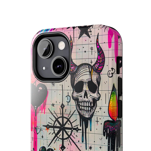 Skull Occult Neon Drip Pastel Goth Tough Phone Case LavenderCeleste