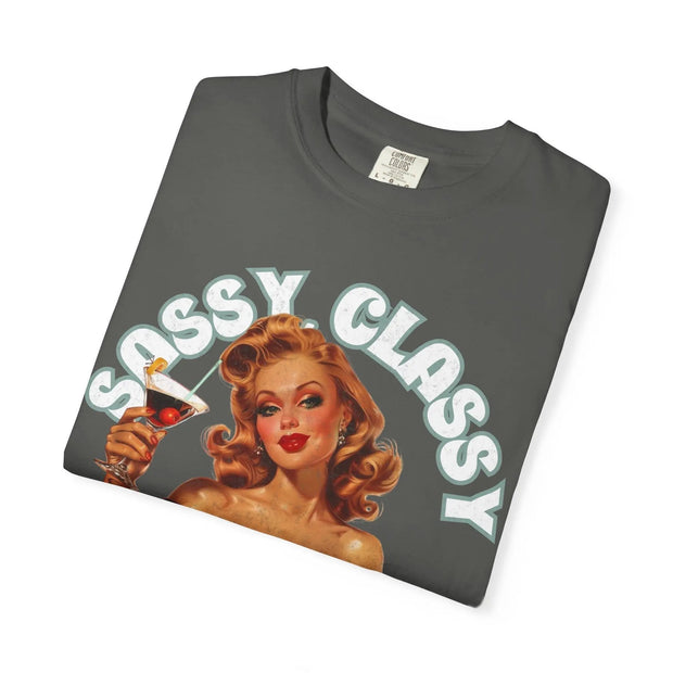 Sassy Classy & A Bit Bad-Assy Retro Pinup Tee LavenderCeleste