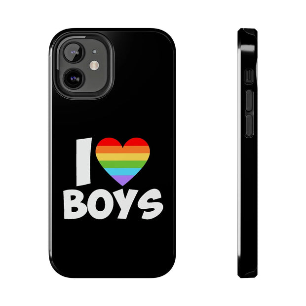 I Love Boys Pride Tough Phone Case – LGBTQ+ Rainbow Heart Design