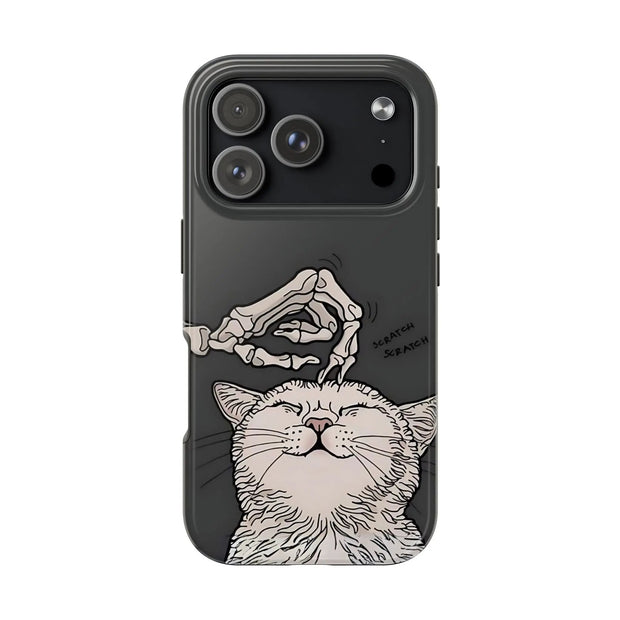 Skeleton Scratch Cat Gothic Humor Tough Phone Case LavenderCeleste