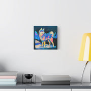 Vibrant Husky Abstract Pop Art Matte Canvas Print LavenderCeleste