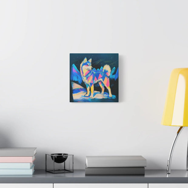 Vibrant Husky Abstract Pop Art Matte Canvas Print LavenderCeleste