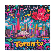 Toronto Pop Art Skyline Matte Canvas Wall Art LavenderCeleste