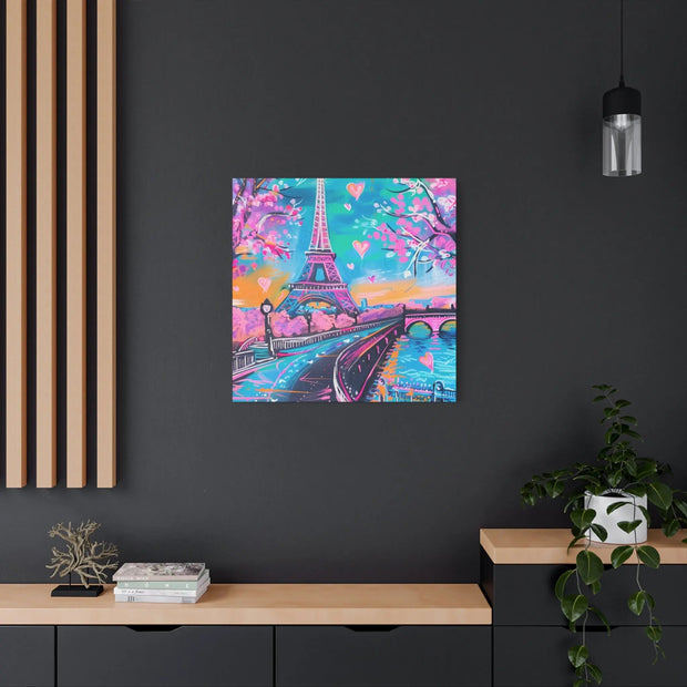 Pink Paris Eiffel Tower Dreamy Matte Canvas Art LavenderCeleste