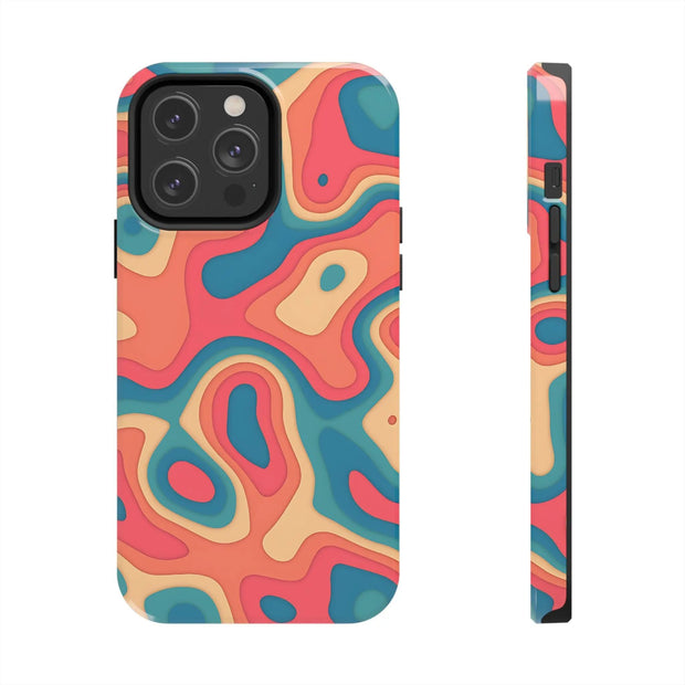 Retro Coral Abstract Mid-Century Tough Phone Case LavenderCeleste