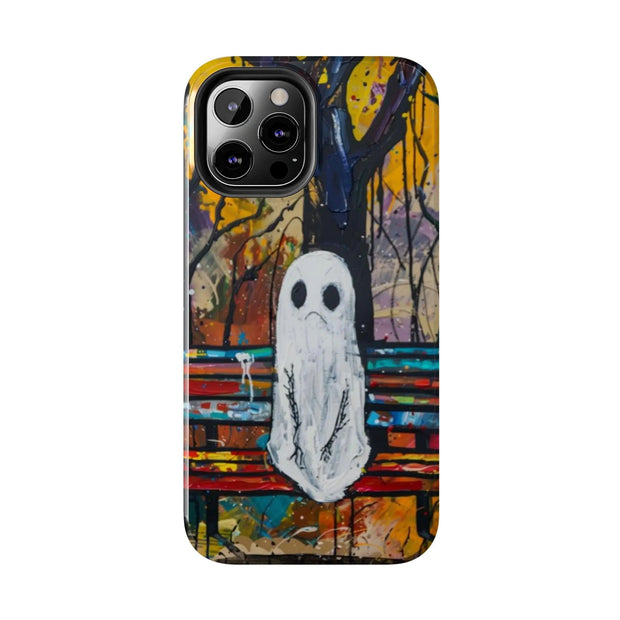 Sad Ghost on Park Bench Abstract Art Phone Case LavenderCeleste