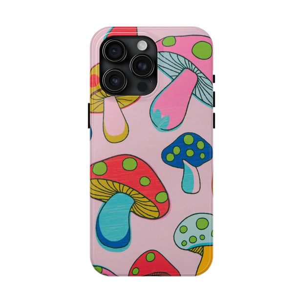 Retro Groovy Mushroom Tough Phone Case LavenderCeleste