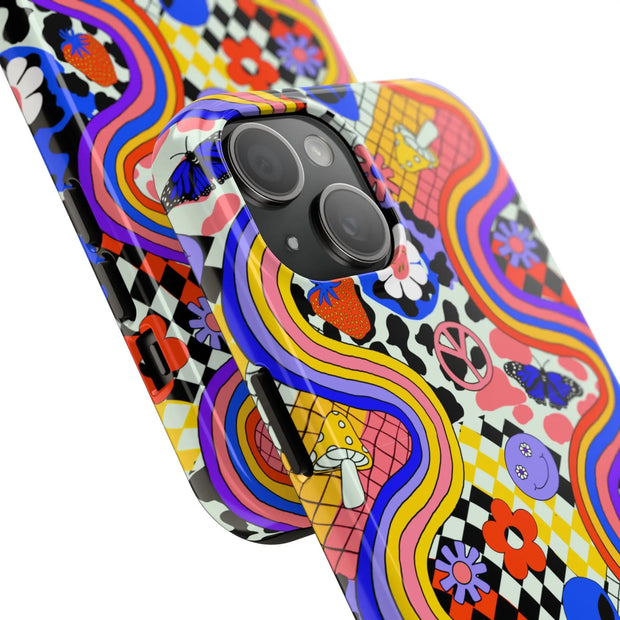 Retro Groovy Alien Aesthetic Tough Phone Case LavenderCeleste