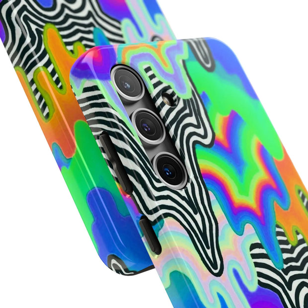 Trippy Technicolor Drip Retro Tough Phone Case LavenderCeleste