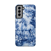 Blue Toile Horse Country Scenic Tough Phone Case LavenderCeleste