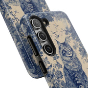 Maine Coon Toile Tough Phone Case – Vintage Blue Floral Cat Pattern - LavenderCeleste