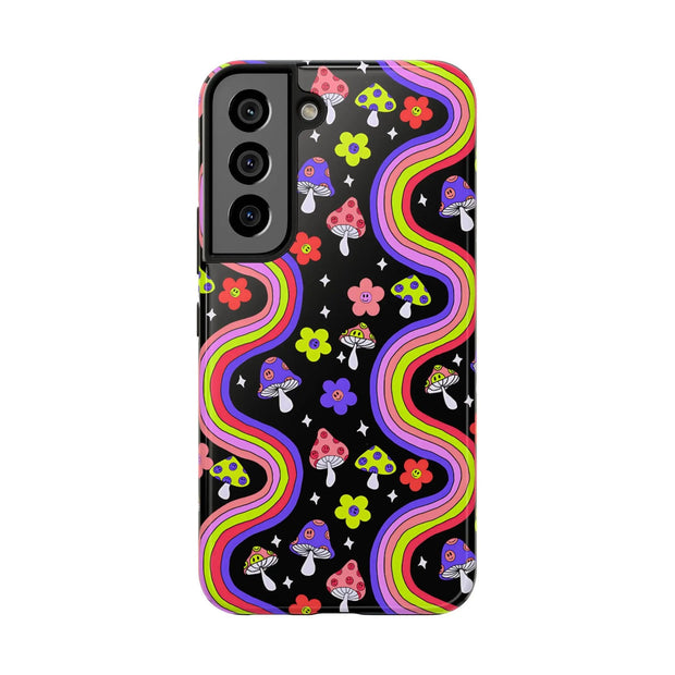 Groovy Mushroom Rainbow Tough Phone Case LavenderCeleste