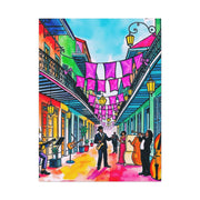 Vibrant New Orleans Jazz Street Matte Canvas – French Quarter Music Scene Printify