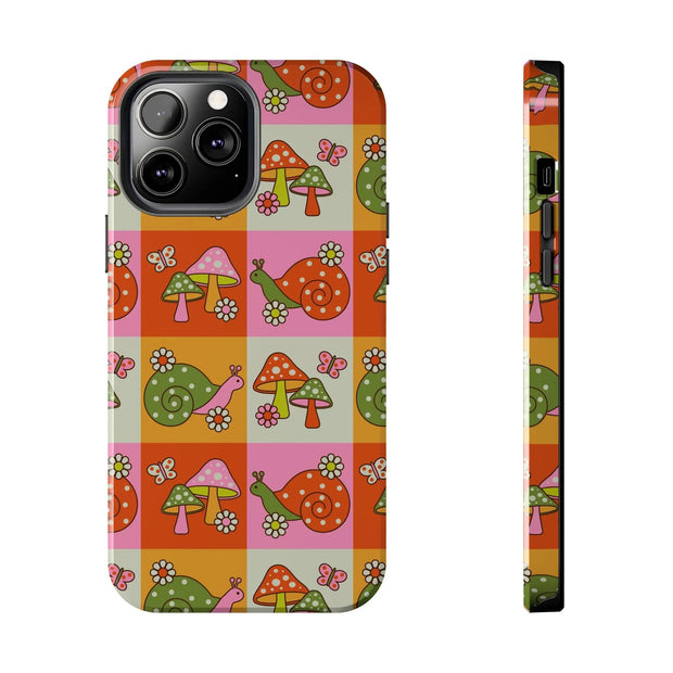 Retro Groovy Snail and Mushroom Tough Phone Case LavenderCeleste