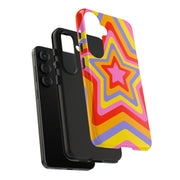 Retro Rainbow Star Groovy Tough Phone Case LavenderCeleste
